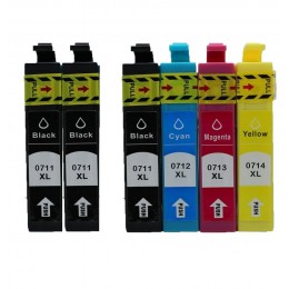 6 Multipack Epson T0715 BK/C/M/Y High Quality Remanufactured Ink Cartridges. Includes 3 Black, 1 Cyan, 1 Magenta, 1 Yellow 6 Multipack Epson T0715 BK/C/M/Y High Quality Remanufactured Ink Cartridges. Includes 3 Black, 1 Cyan, 1 Magenta, 1 Yellow